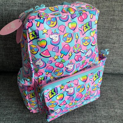 Brandneu Mädchen Smiggle Karo Boxy Einhorn Emoji Rosa Rucksack Schultasche