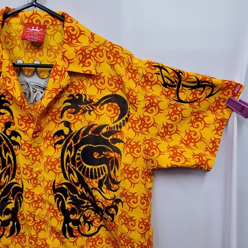 Y2K Jnco Jeans Black Dragon Orange Tribal KIDS T-Shirt SZ M (10-12) - Picture 3 of 19