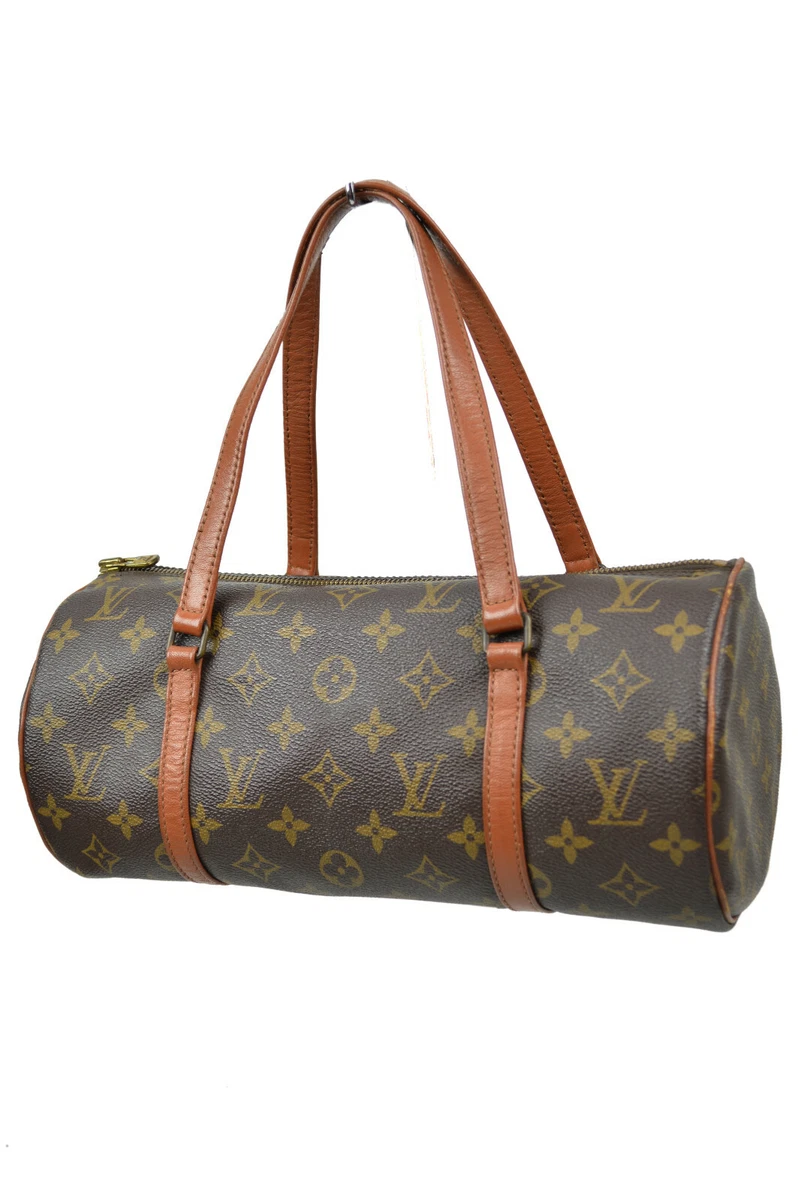 Louis Vuitton Brown Monogram Leather Medium Cylinder Satchel Bag Purse  7948-E