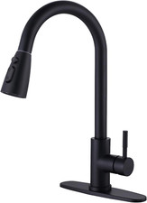 Black Pull Down Kitchen Faucet with Sprayer, Lead-Free Stainless Steel