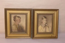 VINTAGE GOLD FRAMED PORTRAIT / PRINTS C & A RICHARDS 6202 - PETER 6201 CHARLOTTE