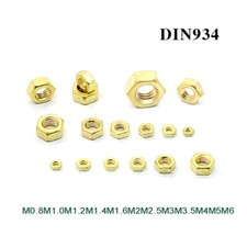 Hex Nuts BRASS M0.8 M1.0 M1.2 M1.4 M1.6 M2 M2.5 M3 M4 M5 M6 Full Nut - DIN 934