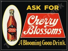 Cherry Blossoms Drink 9" x 12" Metal Sign