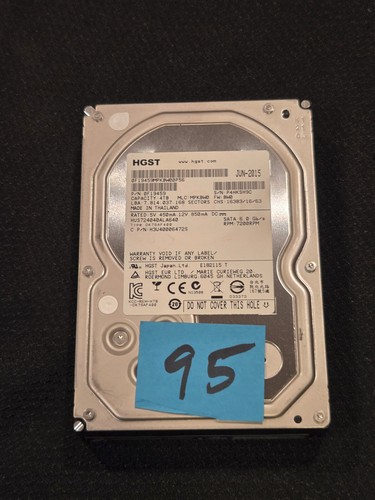 HGST Hitachi 4TB 7.2K SATA 3.5'' Hard Drive 0F19459 H3U40006472S HDD # 95