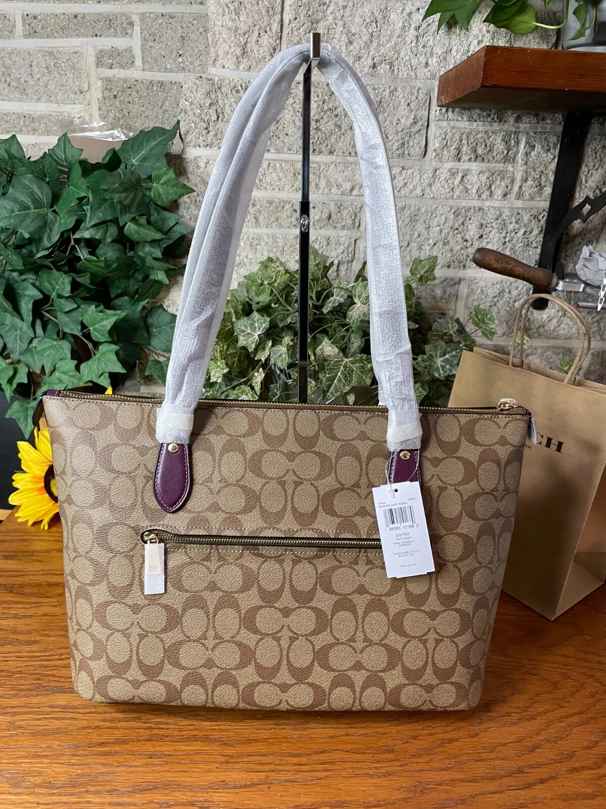 Borsa a mano Coach Gallery nuova con etichette firma kaki ch504 borsa a tracolla Deep Berry