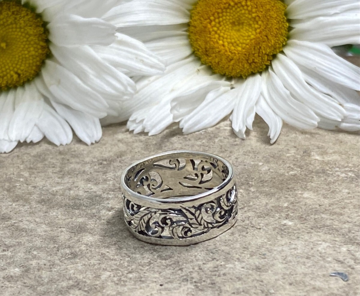 Sterling Silver Vine Ring, Vine with Leaves Ring, Vine