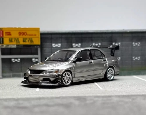 CM 1:64 Silver JDM Mitsubishi Lancer EVO 9 IX VOLTEX Sports Diecast Car Model - Picture 2 of 7