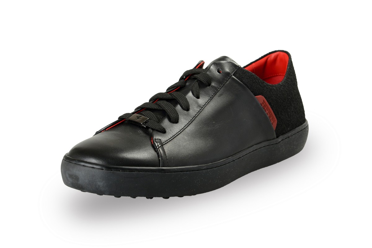 靴 TOD'S Ferrari Tod's For Scuderia Ferrari Men's Black Leather Low Top
