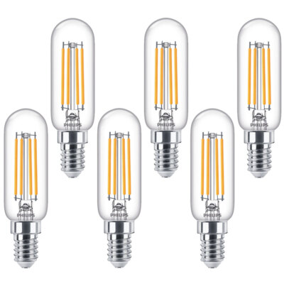 6 x Philips LED Filament T25 Röhre 4,5W =40W E14 klar 470lm Lampe warmweiß 2700K