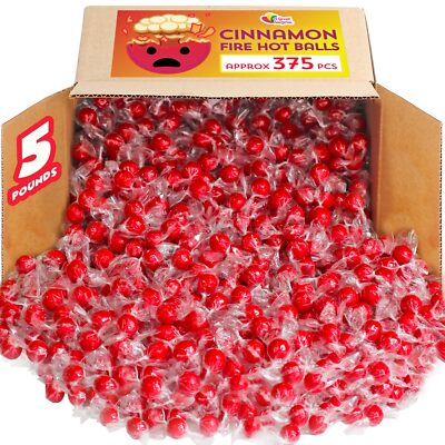 Red Hot Cinnamon Candy Balls - 5 Pounds - Individually Wrapped