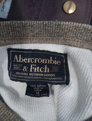 Vintage Abercrombie Fitch Sweater Mens MedBrown Gray Pullover V-Neck Casual Y2K - Picture 8 of 9