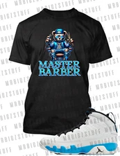 Master Barber Bear Graphic Pro Club Shaka Tee Shirt to Match J9 Powder Blue Shoe