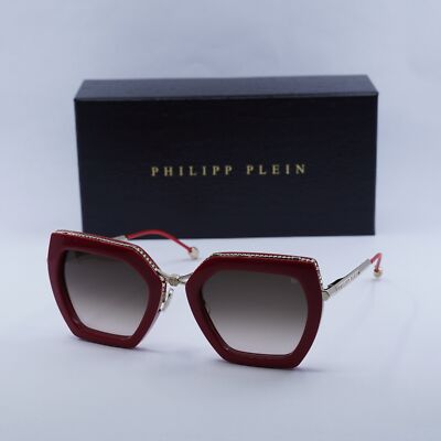 Philipp Plein SPP097S 06Y6 Red/Brown Gradient 53-23-140 Sunglasses New Authentic