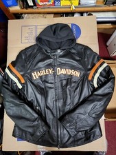 Harley-davidson Miss Enthusiast Leather Jacket W/ Hoodie Inside 98142-09vw Large