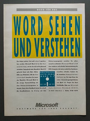 Microsoft Word DOS sehen und verstehen 1991 Vintage Ad Werbung Reklame