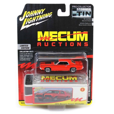 #ad 1 64 1970 Mercury Cougar Eliminator Orange Mecum Johnny Lightning Tin JLCT015 A1 $19.99