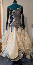 Ballroom Competition gown, Small size, crystal adornment and detachable floats