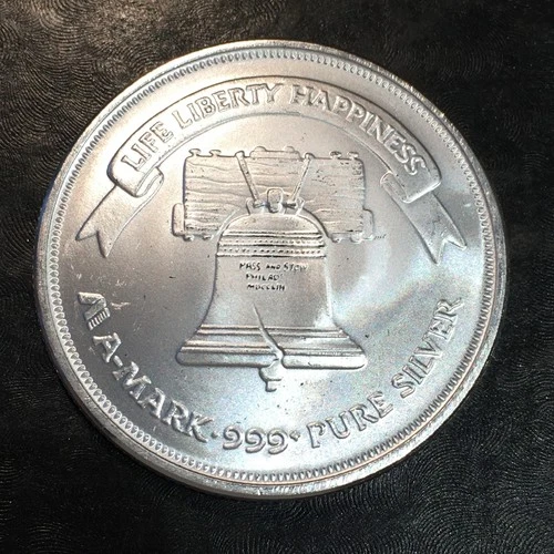 1oz Silver Bullion FROSTY A-MARK BELL & EAGLE style WE COMBINE SHIP #R769