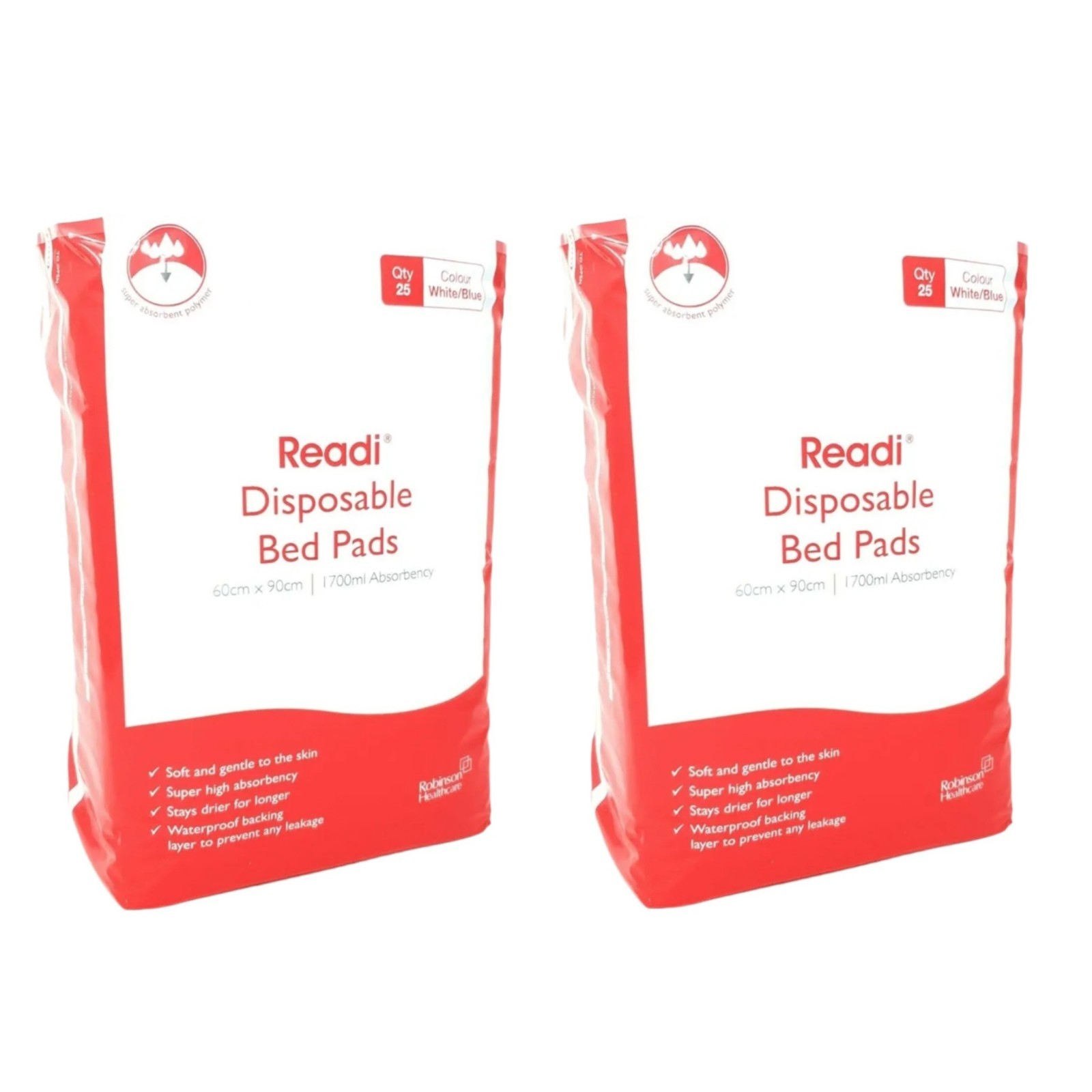 50x Incontinence Bed Pads 60x90cm Disposable Bed Mats 1700ml Absorbency | Readi®