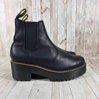 Dr Martens rometty Black Leather Platform Chelsea Boots Womens Size