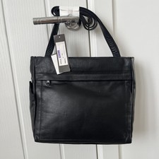 Borsa/borsa a mano Fenwick in vera pelle nera nuova con etichette