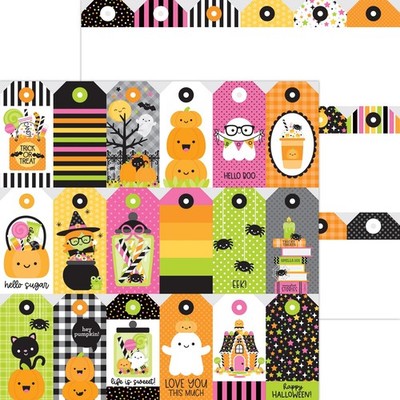 Trick or Treat Tags - Hey Pumpkin 12x12 Scrapbook Paper - 5 Sheets