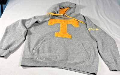 University Of Tennessee Vols Hoodie Sweatshirt E5 Label Size L Gray,  Sleeve Hit