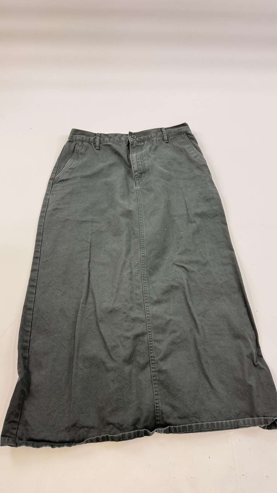 MUJI Skirt Womens Large Gray Twill Cotton Long Straight Pencil Pockets Casual