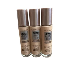 3X Maybelline Dream Radiant Liquid Foundation #10 Porcelain Ivory, New
