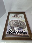 VINTAGE 1994 MILLER HIGH LIFE BADGER STATE WISCONSIN BEER ADVERTISE MIRROR SIGN