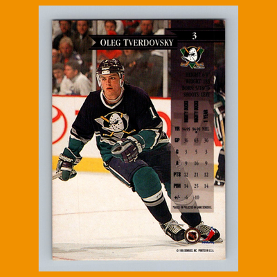 Oleg Tverdovsky #3 1995 Donruss Anaheim Mighty Ducks Hockey Card