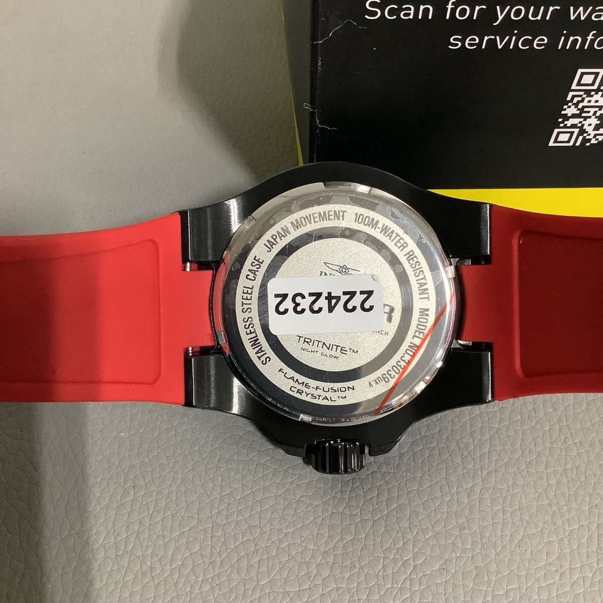 Invicta Aviator 33039 Quartz Watch 50mm Black/Red Silicone View 5