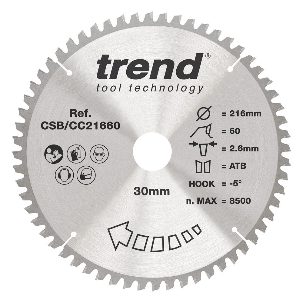 CSB/CC21660 - Trend Wood Mitre Saw Blade 216mm x 30mm x 60T