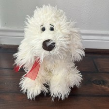 Russ Stuffed Plush CURLY Dog White Shaggy 11" Realistic Sitting