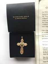 Nativity Stone from Bethlehem Michael Anthony Cross Pendant 14k Gold
