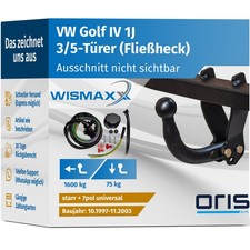 ANHÄNGERKUPPLUNG für VW Golf IV Fließheck 97-03 starr ORIS +7polig E-Satz ABE