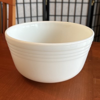 PYREX Mixing Bowl #28 White Milk Glass Hamilton Beach Mixer Ribbed Large Vintage
