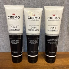 Lot Of 3 Cremo Detoxifying 2-in-1 Scrub and Mask Charcoal 4oz Men HTF NEW