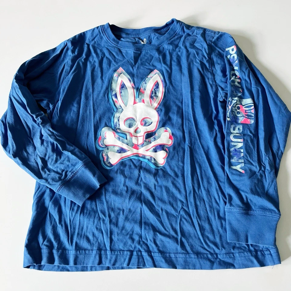 Psycho Bunny Long Sleeve Tee Shirt Blue Boys Kids Medium 10/12 Pima Cotton - Image 2 of 4