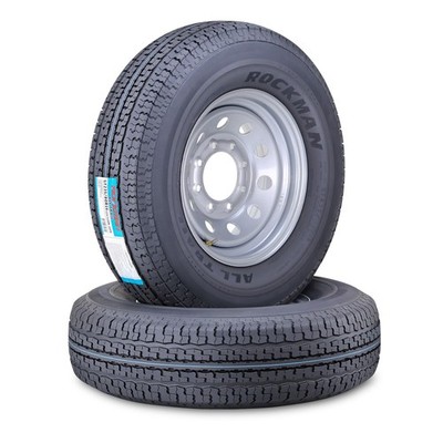 2 ROCKMAN Trailer Tire Wheel ST235/80R16 10-Ply E 124M 8x6.5 PCD Silver Mod Rim