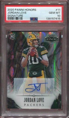2020 Jordan Love Rookie Auto PSA 10 Panini Honors /25 #11 Green Bay Packers