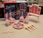 Vintage 1984 Genuine Mattel Barbie Fashion Dining Room Set with Hutch Buffet