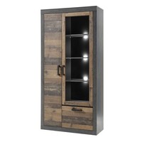 Vitrinenschrank Industrial Design Standvitrine Vitrine Highboard Led Wohnzimmer