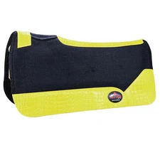 78HS Western Wool Felt Horse Saddle Pad Yellow Alligator Print Leather