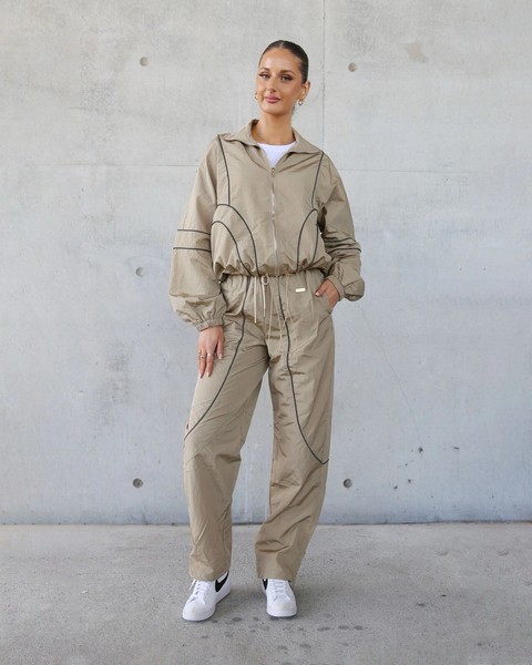 Gigi Joan Escape Parachute Pants Size 6 Tan Streetwear Loungewear Athleisure