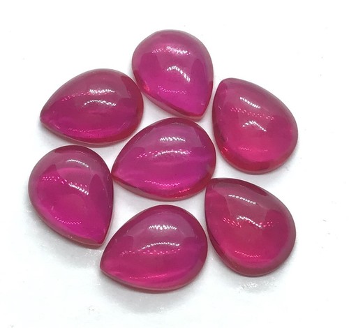 AAA Red Ruby 9x11mm To 10x14mm Pear Flat Back Cabochon Synthetic Loose Gemstone - Picture 11 of 24
