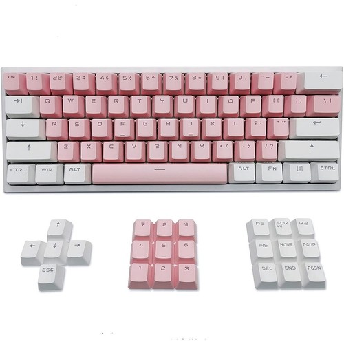 Pink & White PBT Double Shot Customized Keycaps Set for Mechanical Keyboards - Picture 8 of 9