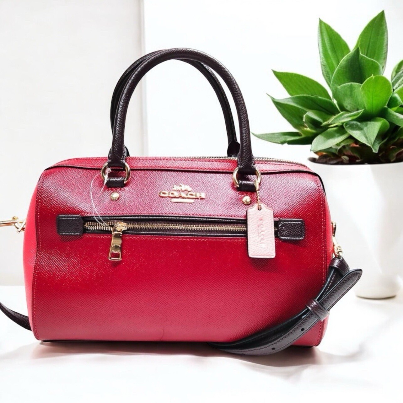 COACH Rowan Colorblock Leather Satchel Bag  
