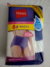 Hanes Briefs Pack 8 Women's Size 9 2XL Panties Ultra Plush Cotton
