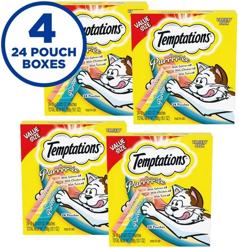 Creamy Puree Salmon, Chicken & Tuna Variety Pack Lickable Cat Treats, pack of 96